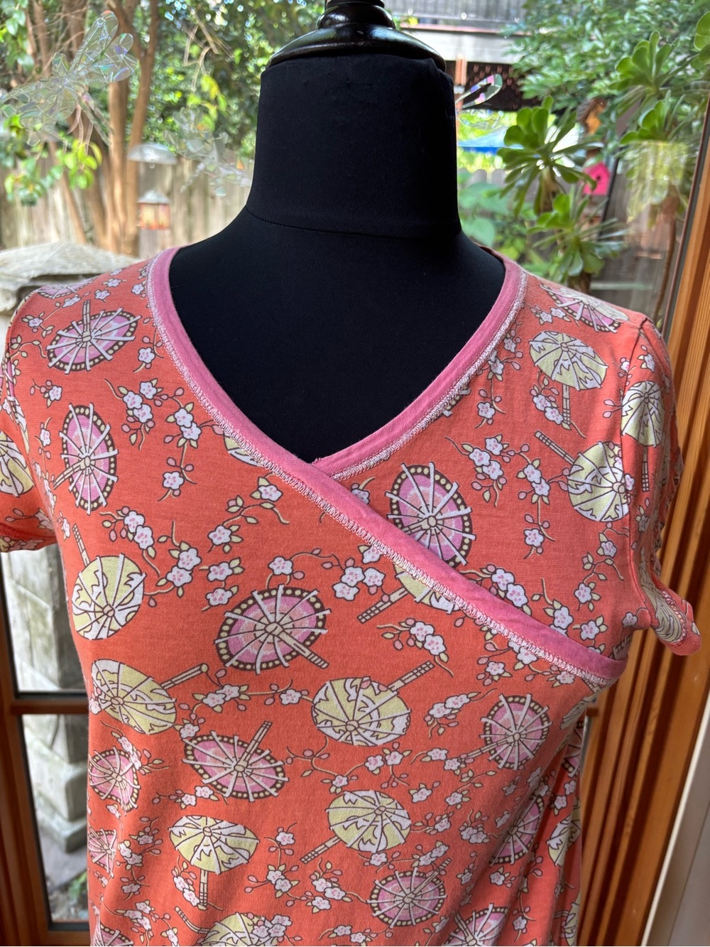 Women's Coral Pink Floral Print Wrap-Style Midi/Maxi Dress